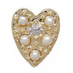 N304 14K 5 ROUND PEARL 1 DIAMOND SLIDE 